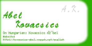 abel kovacsics business card